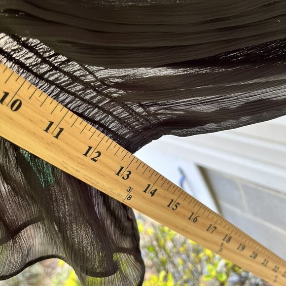 Miley Cyrus Max Azria Women Black Ruffle Boat Neck Surplice Sheer Blouse Size M - Picture 8 of 10